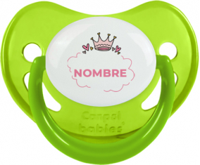 Corazón de burbuja de corona rosa con nombre: Chupete fisiológica