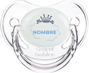 Corazón de burbuja corona azul con nombre : Chupete fisiológico
