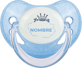 Corazón de burbuja corona azul con nombre : Chupete fisiológico