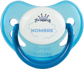 Corazón de burbuja corona azul con nombre : Chupete fisiológico