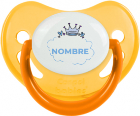 Corazón de burbuja corona azul con nombre : Chupete fisiológico