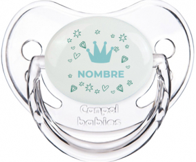 Blue Crown Heart diseño-2 con nombre: Chupete Fisiológica