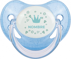 Blue Crown Heart diseño-2 con nombre: Chupete Fisiológica