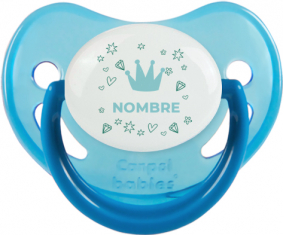 Blue Crown Heart diseño-2 con nombre: Chupete Fisiológica