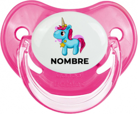 Unicornio azul rosa con nombre: Chupete fisiológica