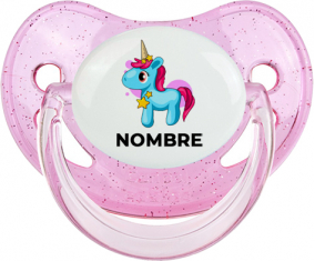 Unicornio azul rosa con nombre: Chupete fisiológica