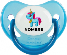 Unicornio azul rosa con nombre: Chupete fisiológica