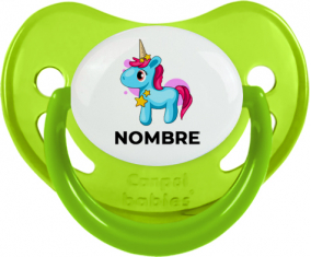 Unicornio azul rosa con nombre: Chupete fisiológica