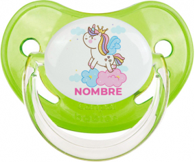 Unicornio con corona en la nube con nombre: Chupete fisiológica