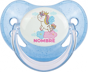 Unicornio con corona en la nube con nombre: Chupete fisiológica