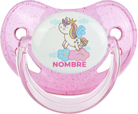Unicornio con corona en la nube con nombre: Chupete fisiológica