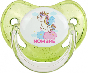 Unicornio con corona en la nube con nombre: Chupete fisiológica