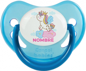 Unicornio con corona en la nube con nombre: Chupete fisiológica
