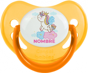 Unicornio con corona en la nube con nombre: Chupete fisiológica