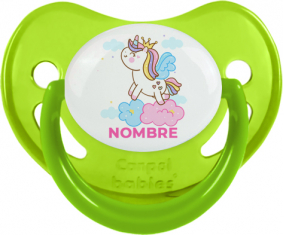 Unicornio con corona en la nube con nombre: Chupete fisiológica