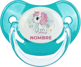 Pony rosa corazón con nombre: Chupete fisiológica