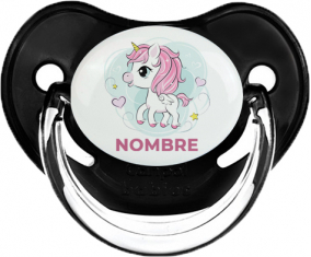 Pony rosa corazón con nombre: Chupete fisiológica