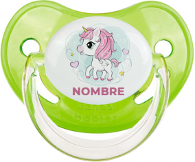 Pony rosa corazón con nombre: Chupete fisiológica