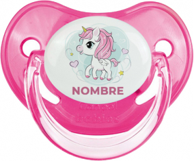 Pony rosa corazón con nombre: Chupete fisiológica