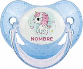 Pony rosa corazón con nombre: Chupete fisiológica