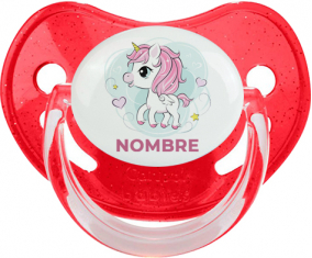 Pony rosa corazón con nombre: Chupete fisiológica