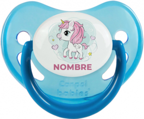 Pony rosa corazón con nombre: Chupete fisiológica