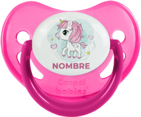 Pony rosa corazón con nombre: Chupete fisiológica