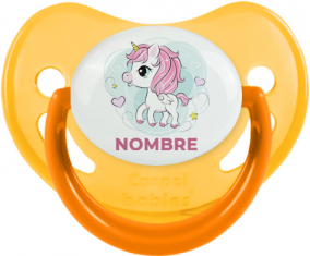 Pony rosa corazón con nombre: Chupete fisiológica