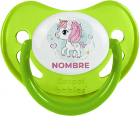 Pony rosa corazón con nombre: Chupete fisiológica