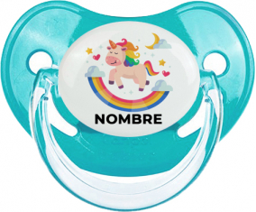 Unicornio arco iris con nombre: Chupete fisiológica personnalisée