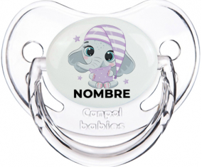 Bebé dulce elefante nocturno con nombre: Chupete fisiológica