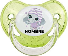 Bebé dulce elefante nocturno con nombre: Chupete fisiológica