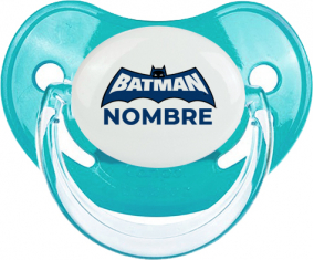 Logotipo azul de Batman con nombre: Chupete fisiológica