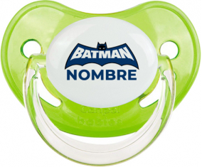 Logotipo azul de Batman con nombre: Chupete fisiológica