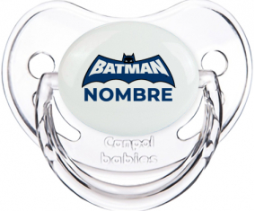 Logotipo azul de Batman con nombre: Chupete fisiológica