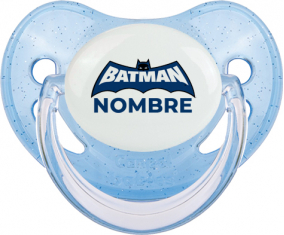 Logotipo azul de Batman con nombre: Chupete fisiológica