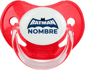 Logotipo azul de Batman con nombre: Chupete fisiológica