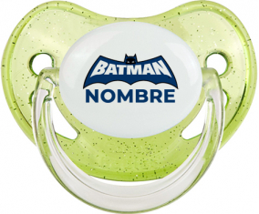 Logotipo azul de Batman con nombre: Chupete fisiológica