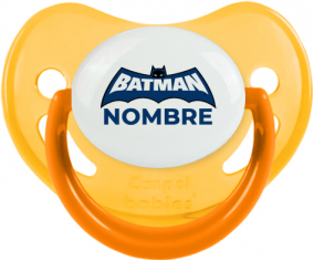 Logotipo azul de Batman con nombre: Chupete fisiológica