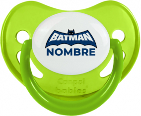 Logotipo azul de Batman con nombre: Chupete fisiológica