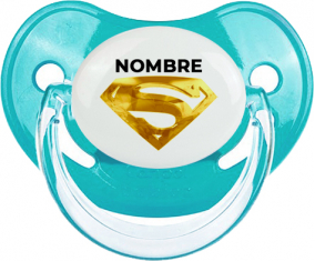 Logotipo de Superman dorado con nombre: Chupete fisiológica personnalisée