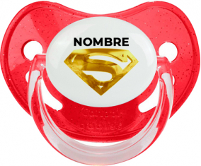 Logotipo de Superman dorado con nombre: Chupete fisiológica