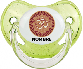 Om aum Diseño sánscrito-1 con nombre: Chupete fisiológica