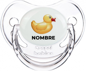 Juguetes de juguete patito amarillo con nombre: Chupete fisiológica