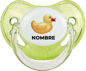 Juguetes de juguete patito amarillo con nombre: Chupete fisiológica