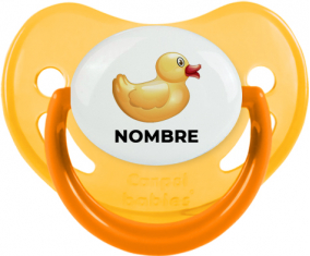 Juguetes de juguete patito amarillo con nombre: Chupete fisiológica