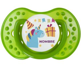 Unicornio de cumpleaños - nombre: Chupete lovi dynamic personnalisée