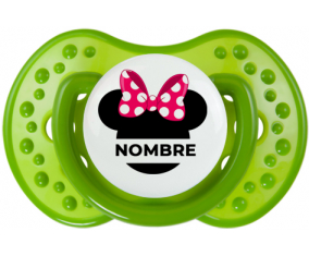 Disney Minnie Knot lunares blancos rosados con nombre: Chupete lovi dynamic personnalisée