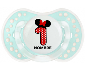 Disney Minnie Número 1 blanco rojo lunar salpica mariposa roja con nombre: Chupete lovi dynamic