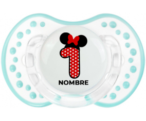 Disney Minnie Número 1 blanco rojo lunar salpica mariposa roja con nombre: Chupete lovi dynamic